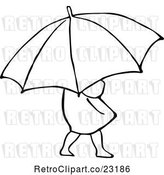 Vector Clip Art of Retro Girl with an Umbrella 2 by Prawny Vintage