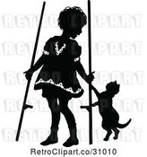 Vector Clip Art of Retro Girl with Stilts and a Cat by Prawny Vintage