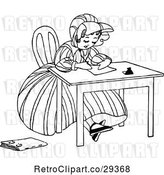 Vector Clip Art of Retro Girl Writing at a Desk by Prawny Vintage