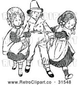 Vector Clip Art of Retro Girls Fighting over a Boy by Prawny Vintage