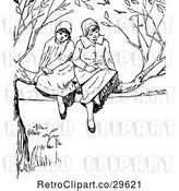 Vector Clip Art of Retro Girls in a Tree by Prawny Vintage