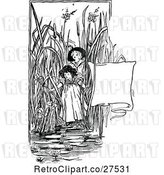 Vector Clip Art of Retro Girls in Pond Reeds with a Banner by Prawny Vintage