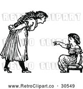 Vector Clip Art of Retro Girls Playing the Which Hand Is It in Game by Prawny Vintage