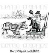 Vector Clip Art of Retro Girls with a Donkey Sled by Prawny Vintage