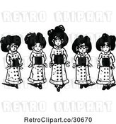 Vector Clip Art of Retro Girls with Muffs by Prawny Vintage
