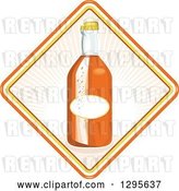 Vector Clip Art of Retro Glass Orange Soda Bottle in a Diamond by Patrimonio