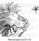 Vector Clip Art of Retro Gnat Annoying a Lion by Prawny Vintage