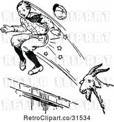 Vector Clip Art of Retro Goat Attacking a Boy by Prawny Vintage