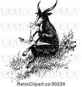 Vector Clip Art of Retro Goat Writing a Letter by Prawny Vintage