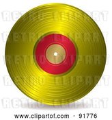 Vector Clip Art of Retro Gold and Red Record Album by Michaeltravers
