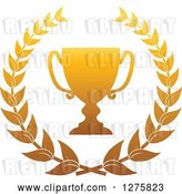 Vector Clip Art of Retro Gold Championship Trophy Cup in a Wreath by Vector Tradition SM