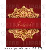 Vector Clip Art of Retro Gold Doily and Decorative Background Text Bar over a Pattern by KJ Pargeter