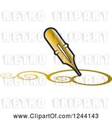 Vector Clip Art of Retro Gold Fountain Pen Nib Drawing Swirls by Lal Perera