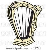 Vector Clip Art of Retro Golden Harp Instrument over a White Background by Andy Nortnik