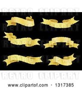 Vector Clip Art of Retro Golden Ribbon Banners on Black by Vector Tradition SM