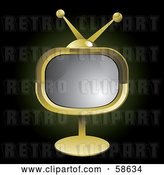 Vector Clip Art of Retro Golden Tv on a Stand by MilsiArt