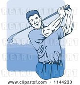 Vector Clip Art of Retro Golfing Guy Swinging 1 by Patrimonio