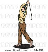 Vector Clip Art of Retro Golfing Guy Swinging 2 by Patrimonio