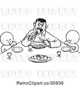 Vector Clip Art of Retro Goops KChildren at a Table by Prawny Vintage