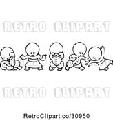 Vector Clip Art of Retro Goops KChildren in Different Poses by Prawny Vintage