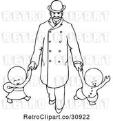 Vector Clip Art of Retro Goops KChildren Walking with a Guy by Prawny Vintage