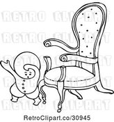 Vector Clip Art of Retro Goops Kid by a Chair by Prawny Vintage