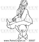 Vector Clip Art of Retro Goops Kid Carrying a Man by Prawny Vintage