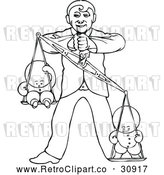 Vector Clip Art of Retro Goops Kid on a Mans Scale by Prawny Vintage