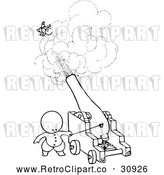 Vector Clip Art of Retro Goops Kid Shooting Someone from a Cannon by Prawny Vintage
