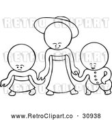 Vector Clip Art of Retro Goops Kids Holding Hands by Prawny Vintage