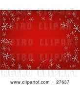 Vector Clip Art of Retro Gradient Red Background with Red and White Snowflakes by KJ Pargeter