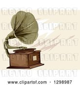 Vector Clip Art of Retro Gramophone over Tan by BNP Design Studio