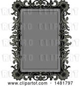 Vector Clip Art of Retro Gray and Black Floral Frame by Pushkin