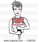 Vector Clip Art of Retro Gray Haired Housewife or Maid Lady Grinding Fresh Pepper 2 by Andy Nortnik