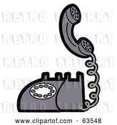 Vector Clip Art of Retro Gray Landline Telephone by Andy Nortnik