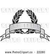 Vector Clip Art of Retro Grayscale Award Crest and Blank Banner - 2 by BestVector