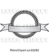 Vector Clip Art of Retro Grayscale Award Crest and Blank Banner - 3 by BestVector