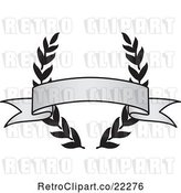 Vector Clip Art of Retro Grayscale Award Crest and Blank Banner - 5 by BestVector