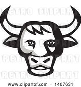 Vector Clip Art of Retro Grayscale Bull Head by Patrimonio