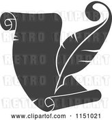 Vector Clip Art of Retro Grayscale Quill Pen and Scroll by Vector Tradition SM