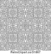 Vector Clip Art of Retro Grayscale Seamless Intricate Middle Eastern Motif Background Pattern by AtStockIllustration