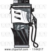 Vector Clip Art of Retro Grayscale Smashed Gas Station Pump by Patrimonio