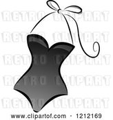 Vector Clip Art of Retro Grayscale Whimsical One Piece Swimsuit by BNP Design Studio