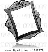 Vector Clip Art of Retro Grayscale Whimsical Slanted Frame and Shadow by BNP Design Studio