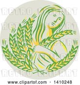 Vector Clip Art of Retro Greek Goddess, Demeter, Holding Grains in a Circle by Patrimonio