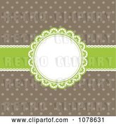 Vector Clip Art of Retro Green and Brown Polka Dot and Ribbon Frame Invitation Background by KJ Pargeter