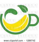 Vector Clip Art of Retro Green and Yellow Tea Cup with a Leaf 12 by Vector Tradition SM