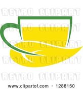 Vector Clip Art of Retro Green and Yellow Tea Cup with a Leaf 5 by Vector Tradition SM