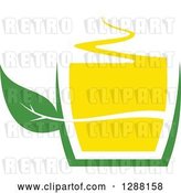 Vector Clip Art of Retro Green and Yellow Tea Cup with a Leaf 7 by Vector Tradition SM