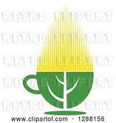 Vector Clip Art of Retro Green and Yellow Tea Cup with a Leaf 8 by Vector Tradition SM